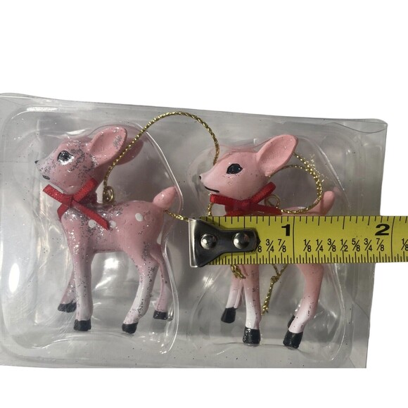 Pink Reindeer Fawn Christmas Ornament Box of 2 Target Wondershop New - Picture 4 of 5